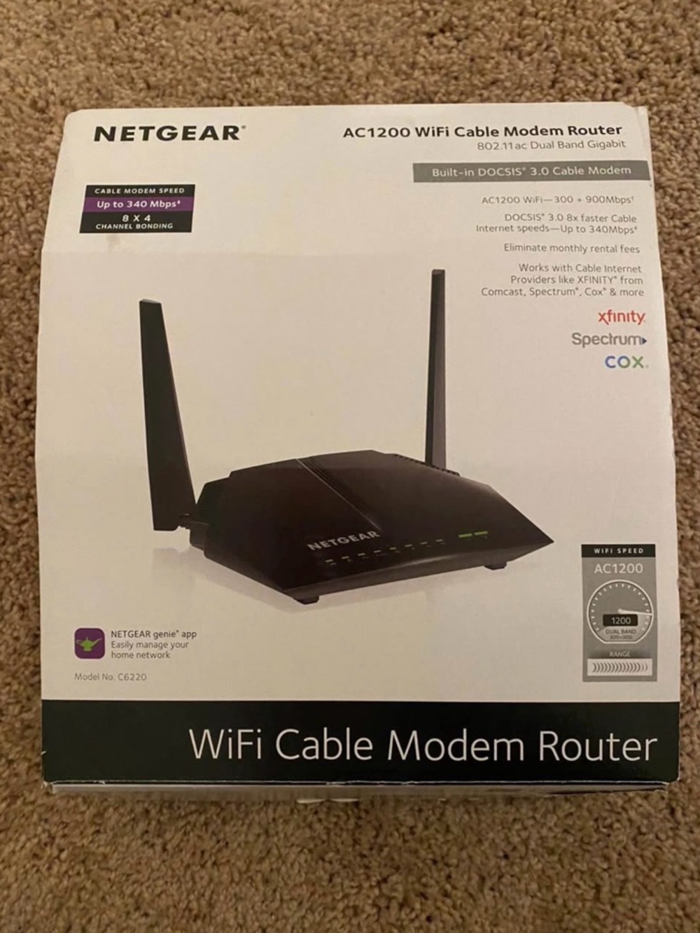 NETGEAR Black AC1200 WiFi Cable Modem Router